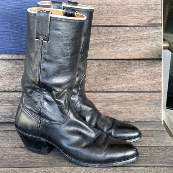 Nocona Original Black Leather Cowboy Boots Women’s 9.5 - Picture 3 of 8